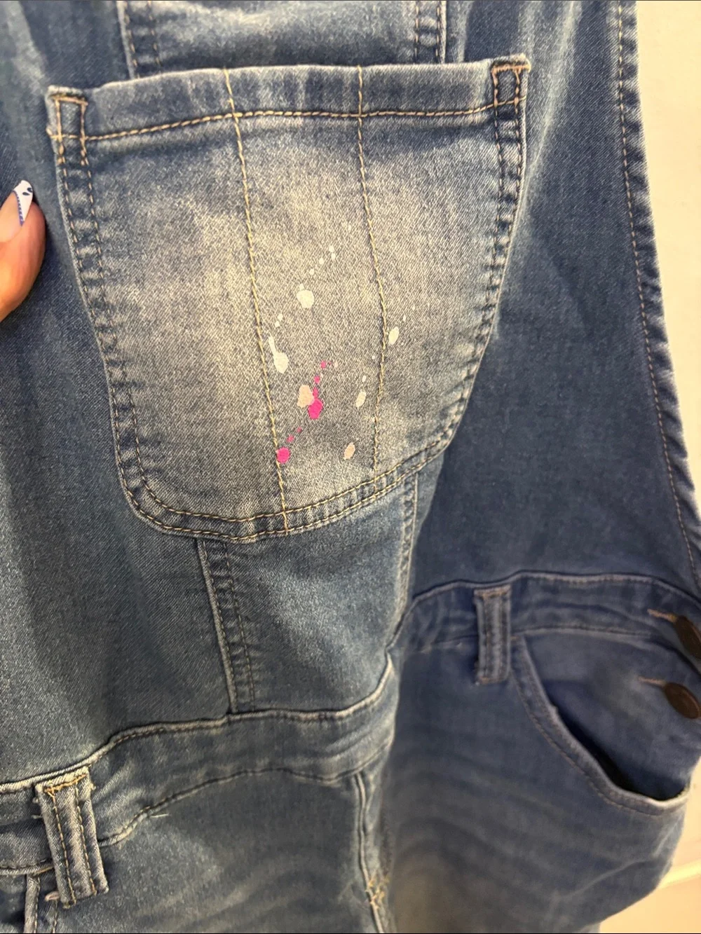 Kids Justice Blue Denim Overalls - Casual Painter-Detail Style